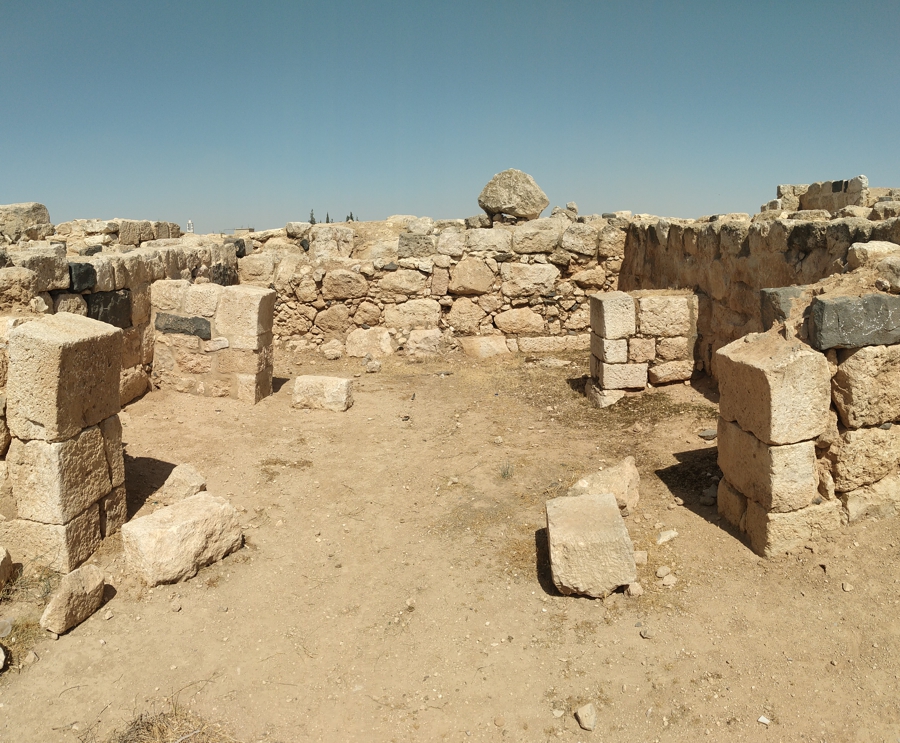 The church from inside. Note the square cut stones that supported the arches.